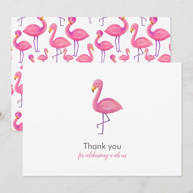 Pink Flamingo Modern Baby Dusche Vielen Dank Einladung (Vorne/Hinten)