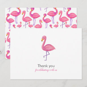 Pink Flamingo Modern Baby Dusche Vielen Dank Einladung