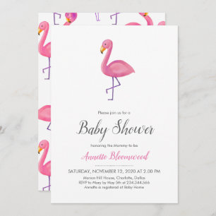 Pink Flamingo Moderne Babydusche Einladung