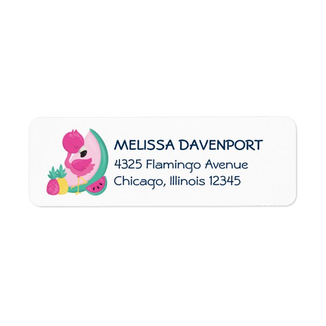 Pink Flamingo Momma & Baby mit Palmen Bäumen (Vorne)