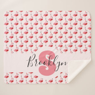 Pink Flamingo Monogram Animal Weihnachten Sherpadecke