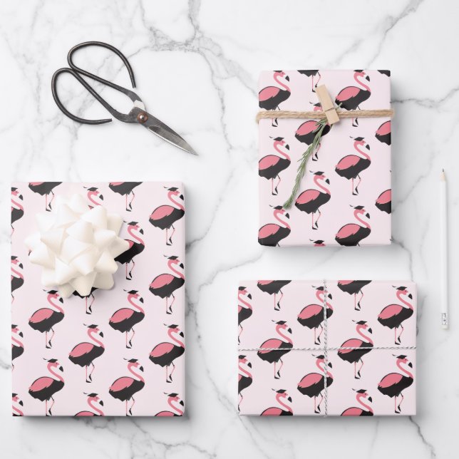 Pink Flamingo Muster Animal Abschluss Geschenkpapier Set (Vorderseite)