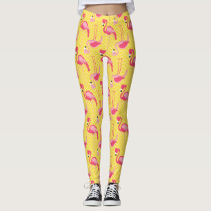 Pink Flamingo Muster auf den Gelben Leggings
