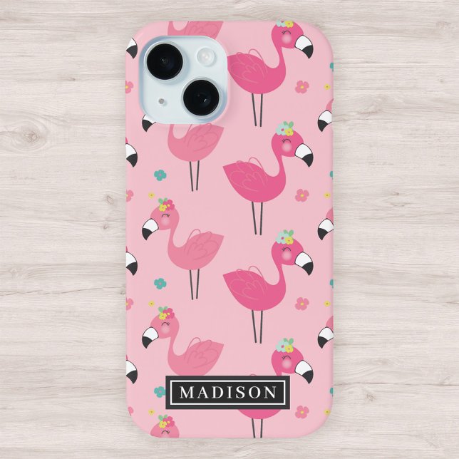 Pink Flamingo Muster Individuelle Name Template Case-Mate iPhone Hülle (Von Creator hochgeladen)