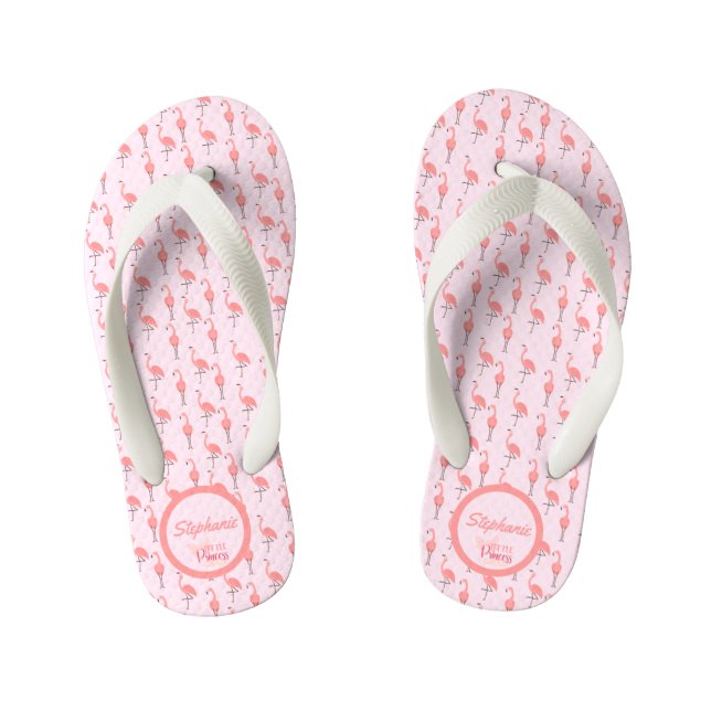 Pink Flamingo Muster Kleine Prinzessin anpassen Kinderbadesandalen (Fußbett)