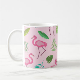 Pink Flamingo Muster mit tropischen Blätter Kaffeetasse
