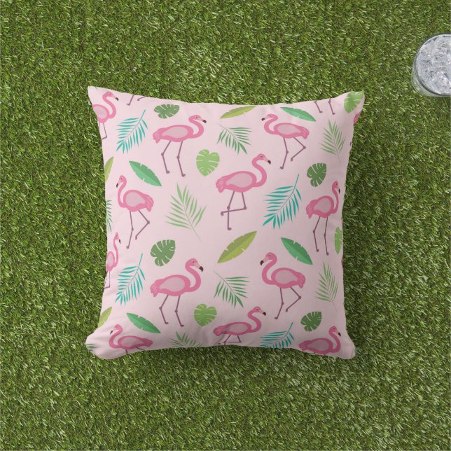 Pink Flamingo Muster mit tropischen Blätter Kissen (Golfball-Marker)