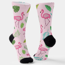 Pink Flamingo Muster mit tropischen Blätter Socken