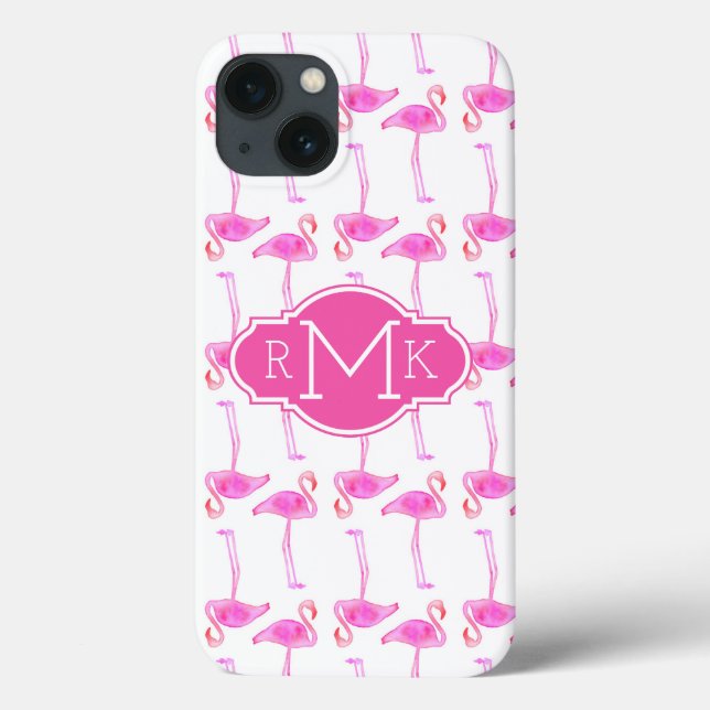Pink Flamingo Muster | Monogramm Case-Mate iPhone Hülle (Rückseite)