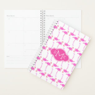 Pink Flamingo Muster Monogramm Planer