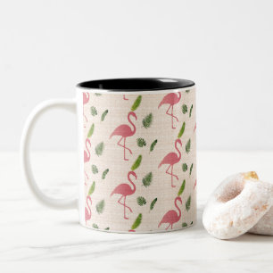 Pink Flamingo Muster Zweifarbige Tasse