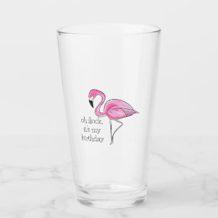 Pink Flamingo Oh Flock Es ist mein Geburtstagsgesc Glas