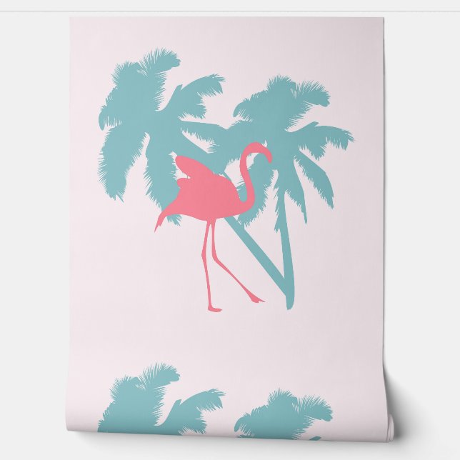 PINK FLAMINGO PALM BÄUME WALLPAPER TAPETE (Abrollen)