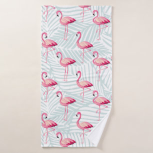 Pink Flamingo & Palm Blätter - Niedlich Badehandtuch