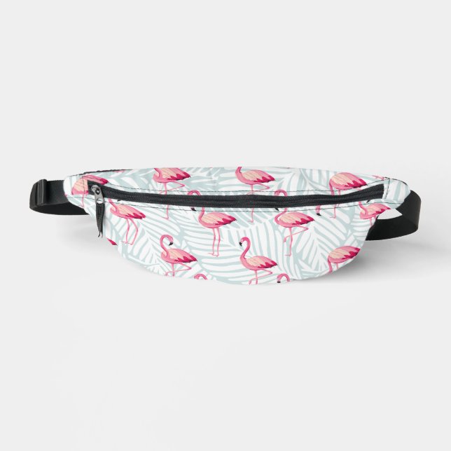 Pink Flamingo & Palm Blätter - Niedlich Bauchtasche (Vorderseite)