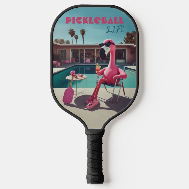 Pink Flamingo Palm Springs Pickleball Life Paddle (Vorderseite)