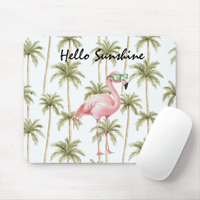 Pink Flamingo Palm Trees Mousepad (Mit Mouse)