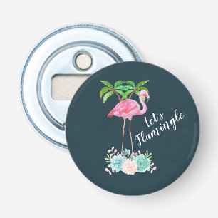 Pink Flamingo & Palmen Let's Flamingle Flaschenöffner