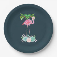 Pink Flamingo Palmen und Blumensukkulturen