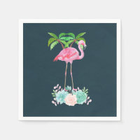 Pink Flamingo Palmen und Blumensukkulturen