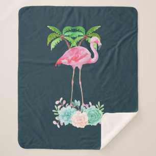 Pink Flamingo Palmen und Blumensukkulturen Sherpadecke