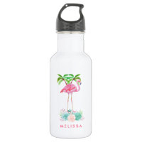 Pink Flamingo Palmen und Blumensukkulturen