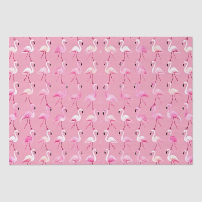 Pink Flamingo Paradise: Wasserfarben Muster Seidenpapier (Vorderseite)
