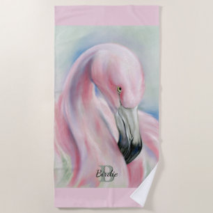 Pink Flamingo Pasta Personalisiert Strandtuch