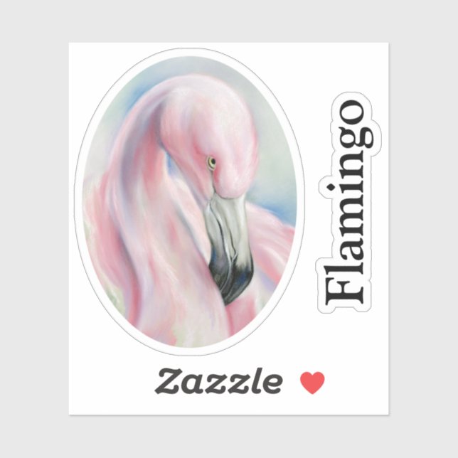 Pink Flamingo Pastel Art Custom Text Aufkleber (Blatt)