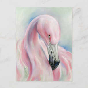 Pink Flamingo Pastel Art Postkarte