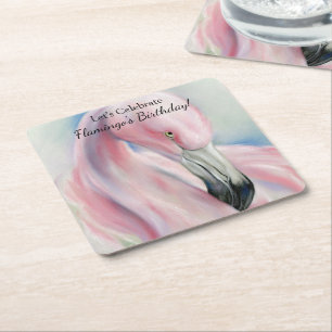 Pink Flamingo Pastel Art Rechteckiger Pappuntersetzer