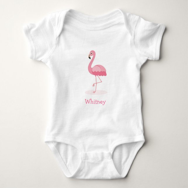 Pink Flamingo Personalisiert Baby Bodysuit Baby Strampler (Vorderseite)