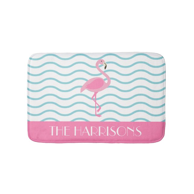 Pink Flamingo Personalisiert Bath Mat Badematte (Vorderseite)