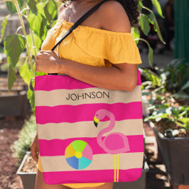 Pink Flamingo Personalisiert Beach Tasche