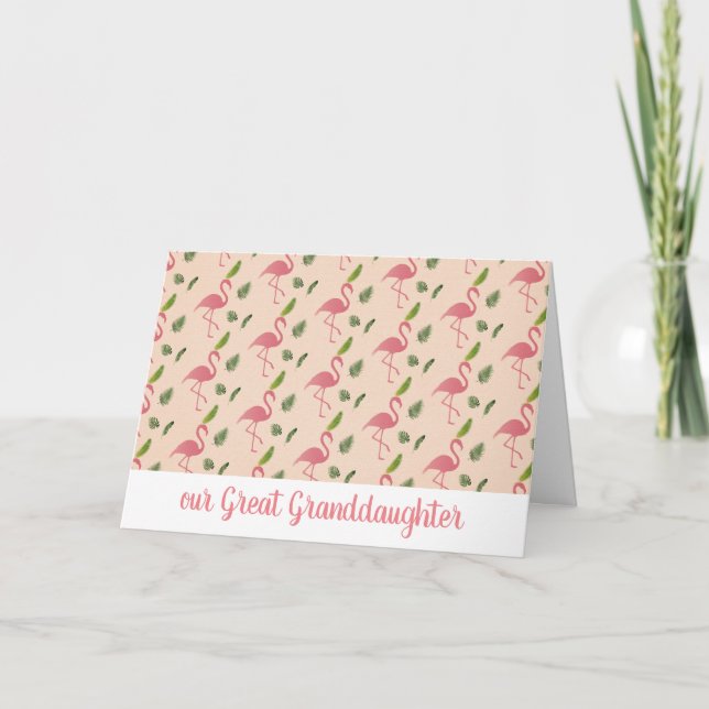 Pink Flamingo Personalisiert Girly Custom Karte (Vorderseite)
