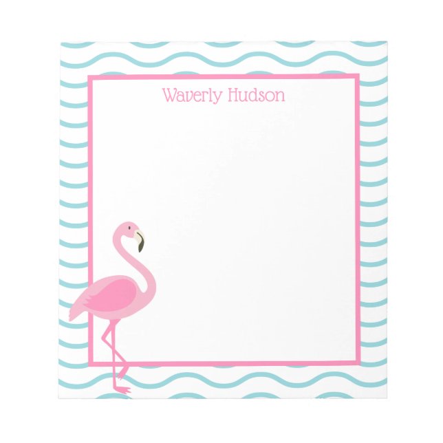 Pink Flamingo Personalisiert Notepad Notizblock (Vorderseite)