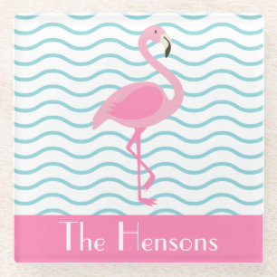 Pink Flamingo Personalisiert Paper Untersetzer