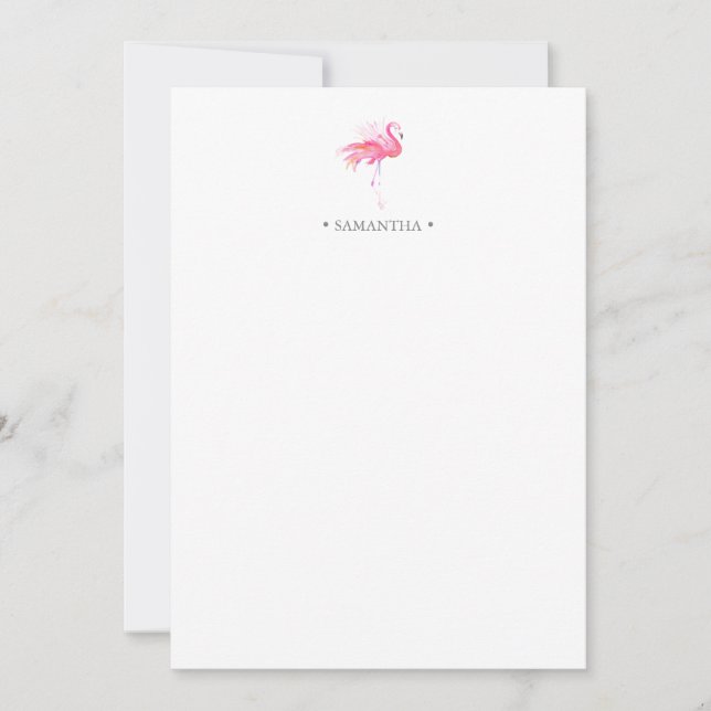 Pink Flamingo Personalisiert Stationery Mitteilungskarte (Vorderseite)