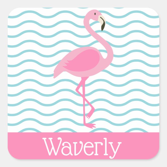 Pink Flamingo Personalisiert Stickers (Vorderseite)