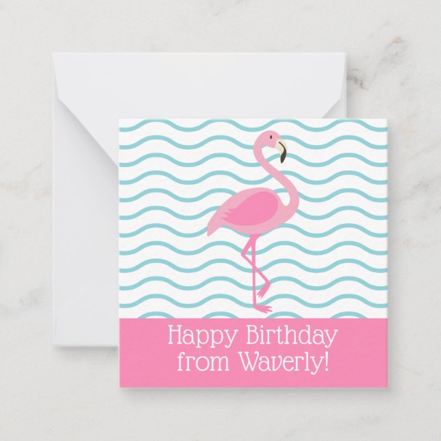 Pink Flamingo Personalisierte Geschenkkarten Mitteilungskarte (Vorderseite)