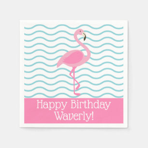 Pink Flamingo Personalisiertes Party Napkins Serviette
