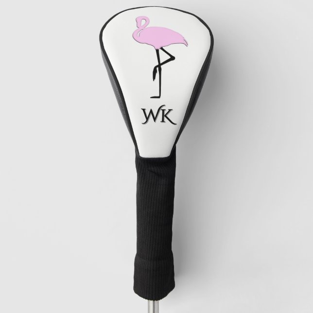 Pink Flamingo Persönliche Initials Golf Headcover (Vorderseite)