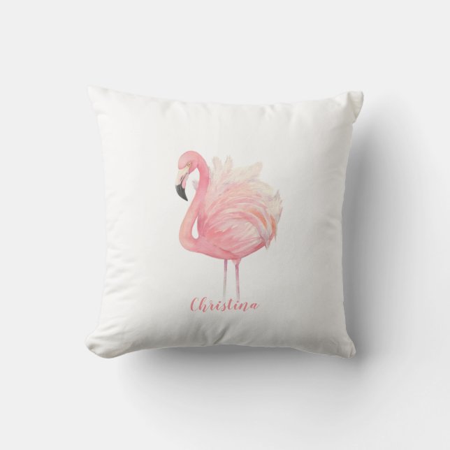 Pink Flamingo, Pink Feathers, Baby Girl Kinderzimm Kissen (Vorderseite)