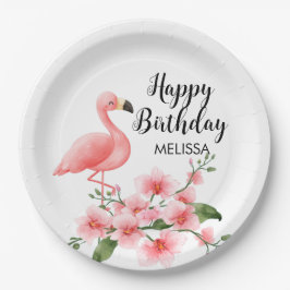 Pink Flamingo Pink Orchid Flora Geburtstag Pappteller