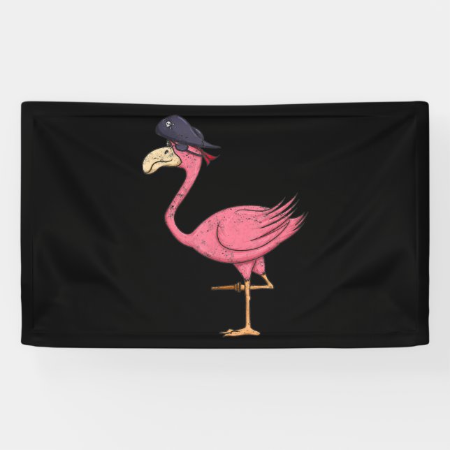 Pink-Flamingo-Pirat mit Eyepatal Halloween Banner (Horizontal)