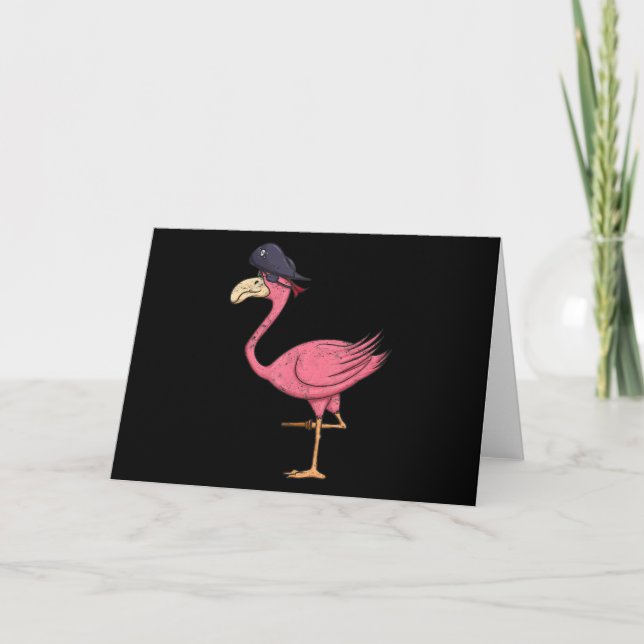 Pink-Flamingo-Pirat mit Eyepatal Halloween Dankeskarte (Vorderseite)