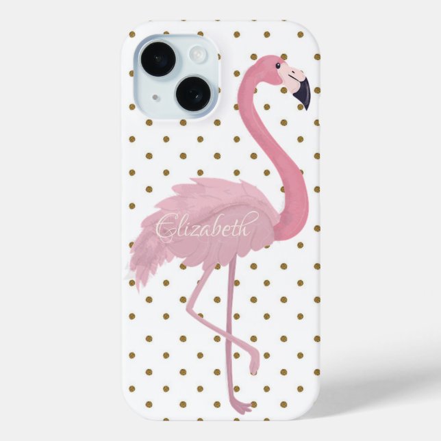 Pink Flamingo, Polka Dots Personalisiert Case-Mate iPhone Hülle (Rückseite)