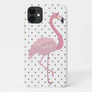Pink Flamingo, Polka Dots Personalisiert Case-Mate iPhone Hülle