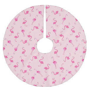 Pink Flamingo Polyester Weihnachtsbaumdecke
