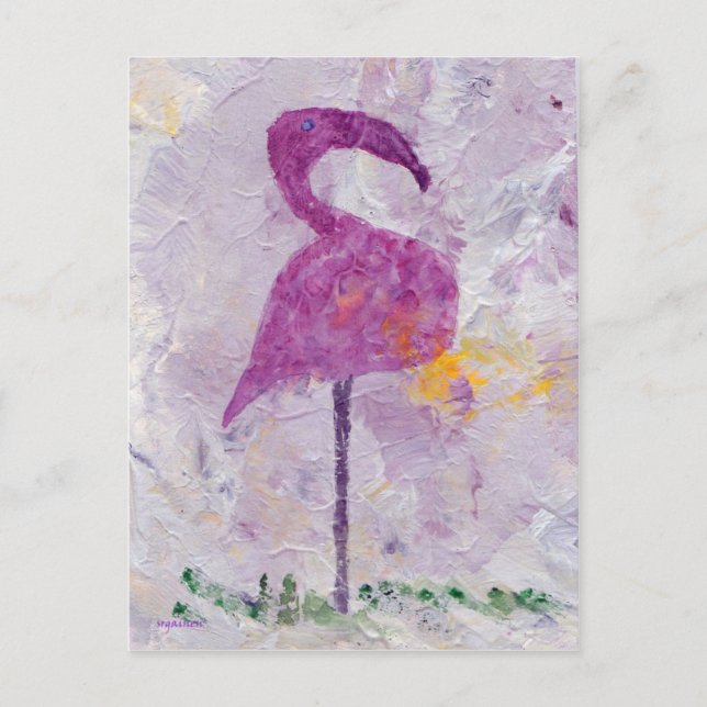 Pink Flamingo Postcard Postkarte (Vorderseite)
